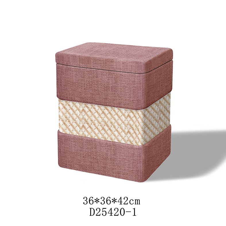 High-quality multi-color ottoman featuring premium upholstery and solid hardwood frame for hospitality interior design projects.