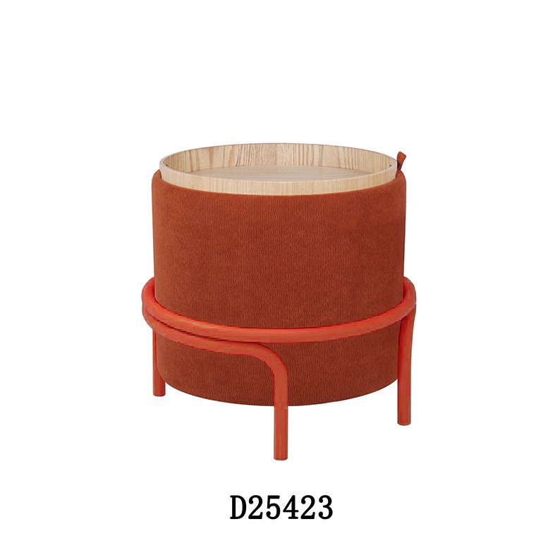 High-quality multicolored ottoman featuring durable woven fabric and modern design, ideal for hospitality and interior design projects.