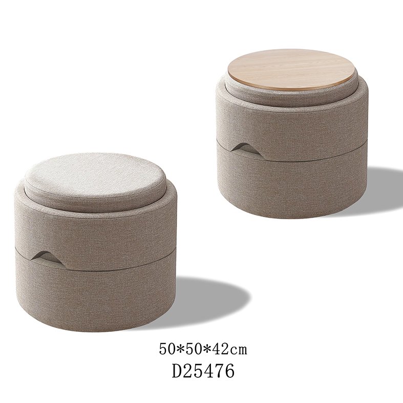 High-quality round velvet ottoman with solid wood frame and high-density foam, ideal for luxury hospitality interior design projects.