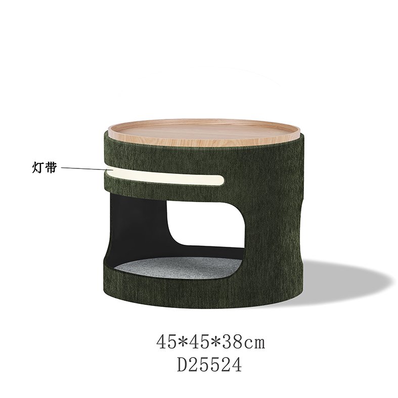 Modern boucle round storage ottoman with high-density foam and sturdy frame, designed for high-end hospitality and interior design projects.