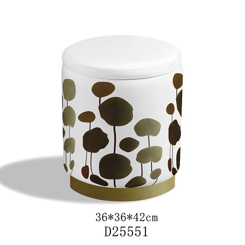 Handmade mint green knitted cotton pouf as a footrest in a Scandinavian style living room by FZ Victor.