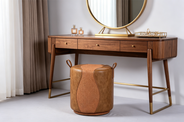 2026 premium rustic storage ottoman brown leather table stool wholesale 4