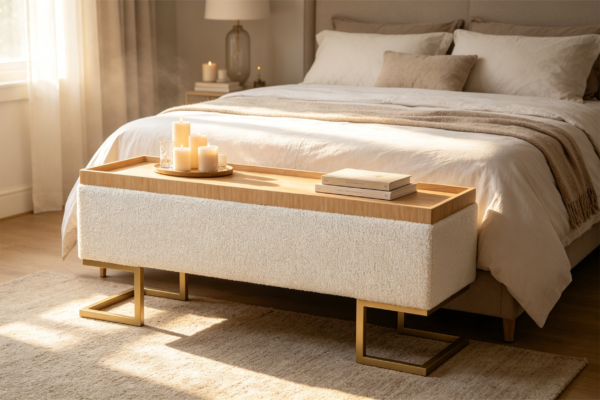 modern ottoman with table tray 2026 living room storage bench 2