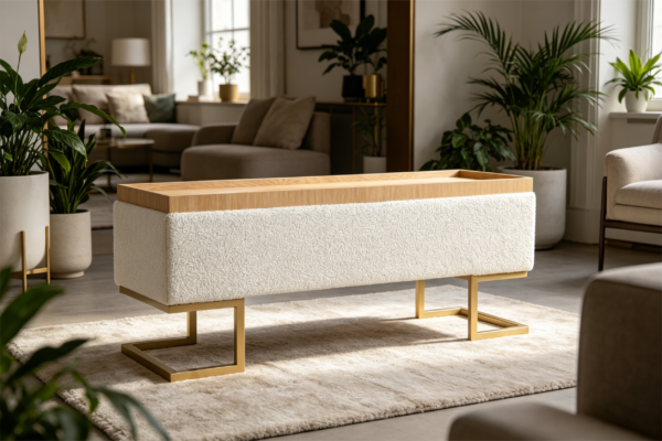 modern ottoman with table tray 2026 living room storage bench