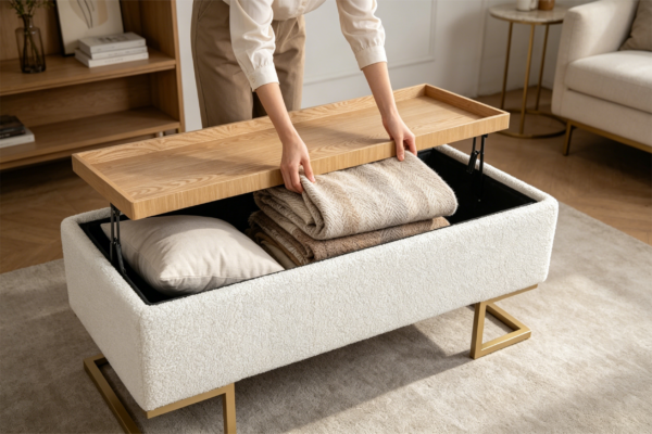 ottoman with table tray