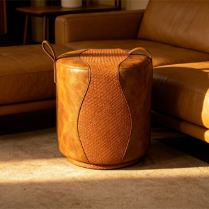 rustic storage ottoman leather coffee table