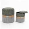 1 antique leather gray ottoman round luxury swivel storage stool 1
