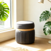 Black Circle Ottoman - Lift Top Storage Ottoman with Storage | VICTOR
