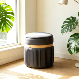 Black Circle Ottoman - Lift Top Storage Ottoman with Storage | VICTOR