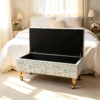 1 Best Ottoman and Chair Set – Leather Storage Coffee Table 复古花卉储物凳多场景展示 (1)