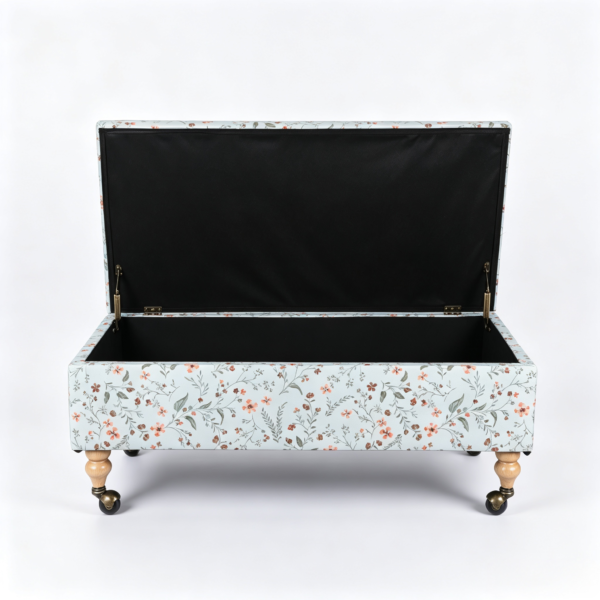 1 Best Ottoman and Chair Set – Leather Storage Coffee Table 复古花卉储物凳多场景展示