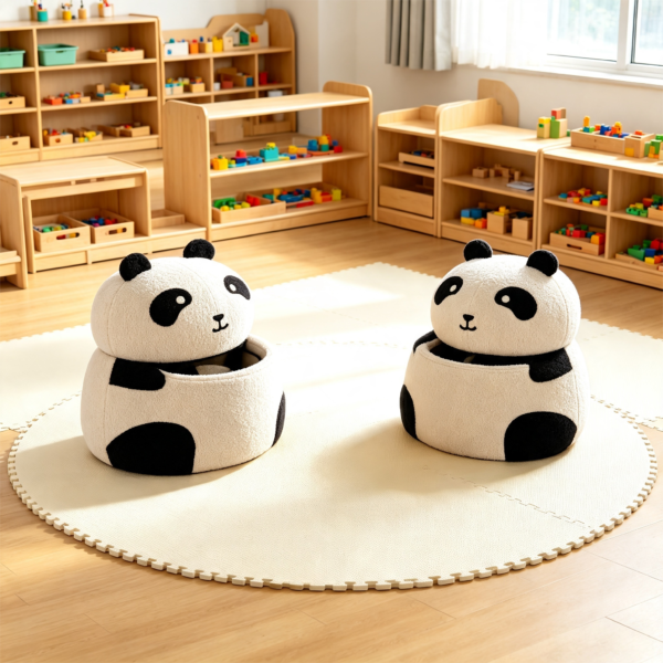 Animal Print Ottoman – Best Leopard Storage Stool 2026 卡通浣熊储物凳多场景展示 (6)