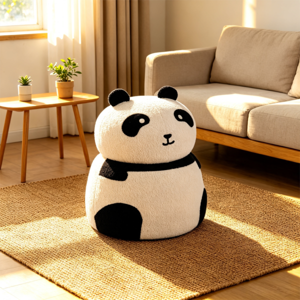Animal Print Ottoman – Best Leopard Storage Stool 2026 卡通浣熊储物凳多场景展示 (3)
