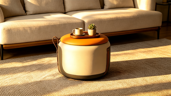 antique leather blanket ottoman round