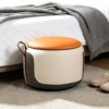 antique leather blanket ottoman round luxury fluted swivel storage stool 2 scaled