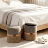 bed ottomans 1 antique leather gray ottoman round luxury swivel storage stool 2