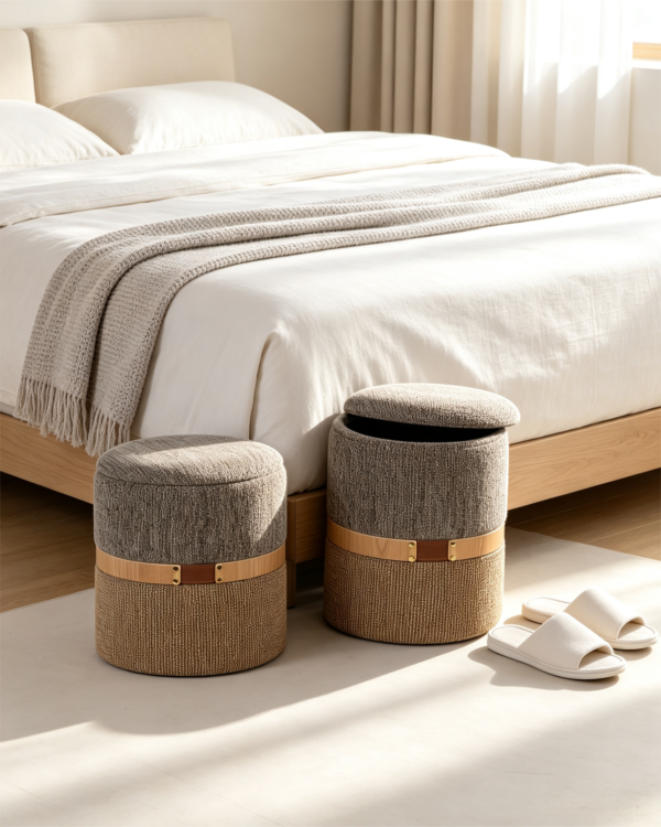 bed ottomans 1 antique leather gray ottoman round luxury swivel storage stool 2