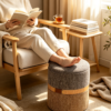 bed ottomans 1 antique leather gray ottoman round luxury swivel storage stool 3