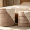 Luxury Bedroom Chair with Ottoman – Antique Leather Round Storage Stool