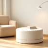 Big Circular Ottoman – 1 Top Leather Storage Coffee Table