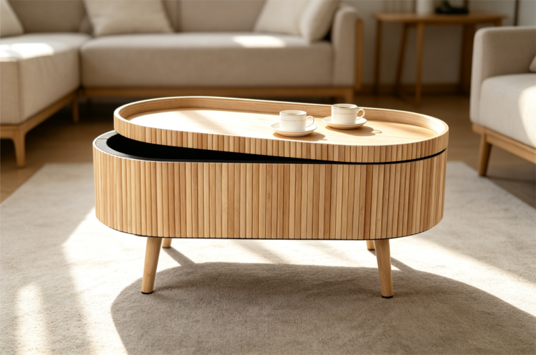 Coffee Table Ottomans Leather Storage