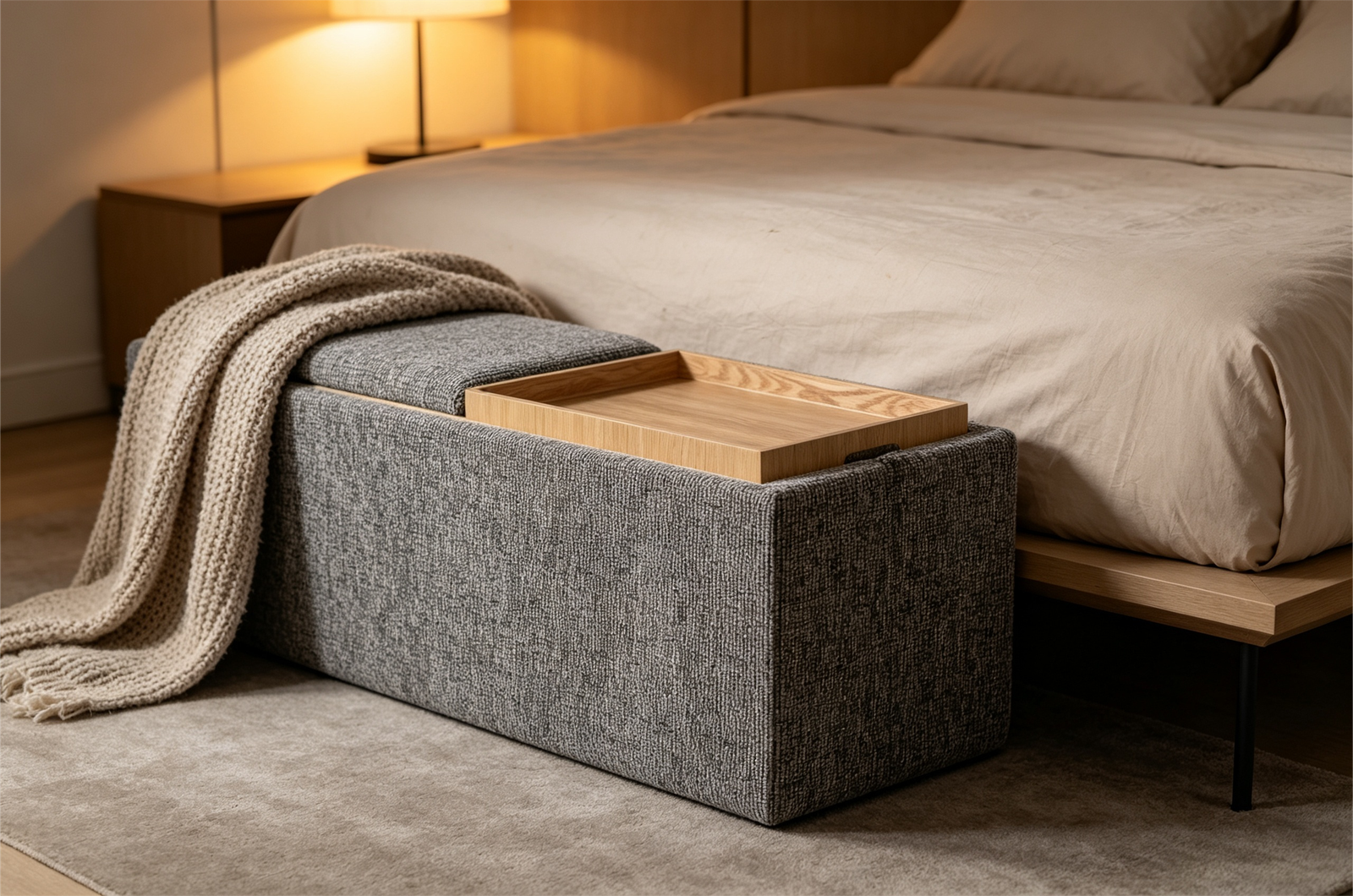 large ottoman with tray 1 modern wood luxury storage stool 2028