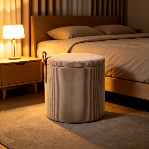 leather ottoman round modern luxury storage stool 2026 model 1