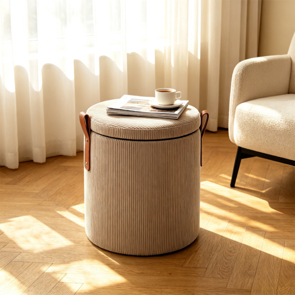 leather ottoman round modern luxury storage stool 2026 model 2