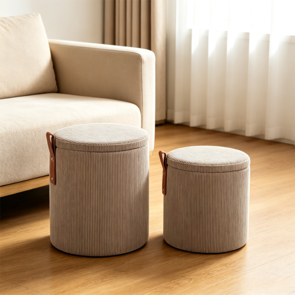 leather ottoman round modern luxury storage stool 2026 model 3