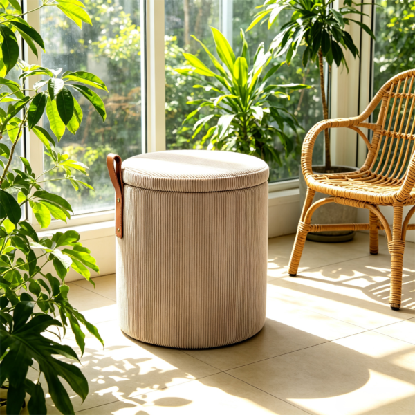 leather ottoman round modern luxury storage stool 2026 model 4