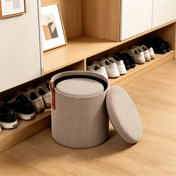 leather ottoman round modern luxury storage stool 2026 model