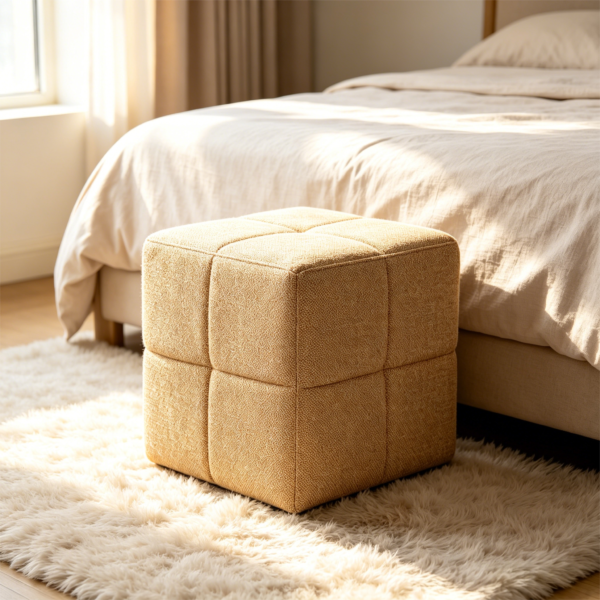 leather ottoman square custom luxury tufted ottoman with embroidery 2027