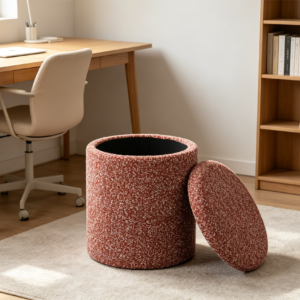 luxury chair and round ottoman storage with back 2 piece set 3