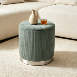 modern round leather storage ottoman