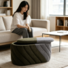 neutral ottoman luxury storage chair set