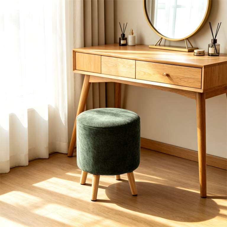 Small Leather Storage Stool Bench