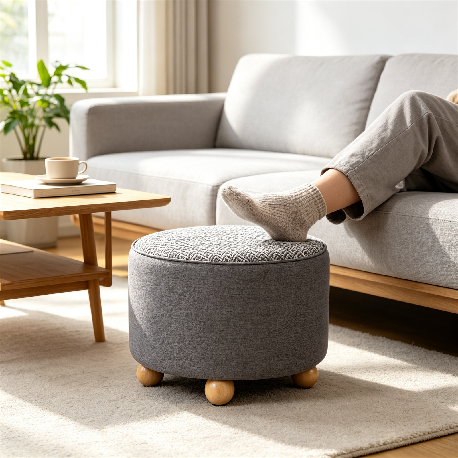 pattern ottoman leather storage stool