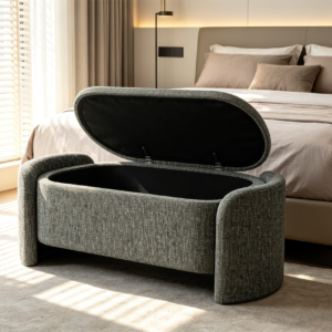 top1 gray storage ottoman