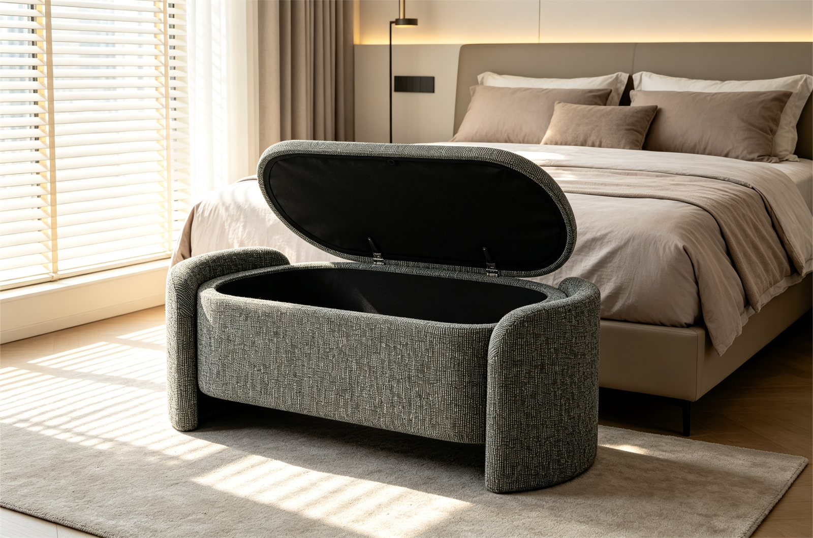 top1 gray storage ottoman