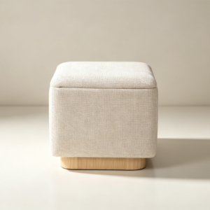 tufted leather ottoman wood storage chair