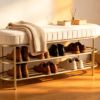 tufted ottomans leather storage chair