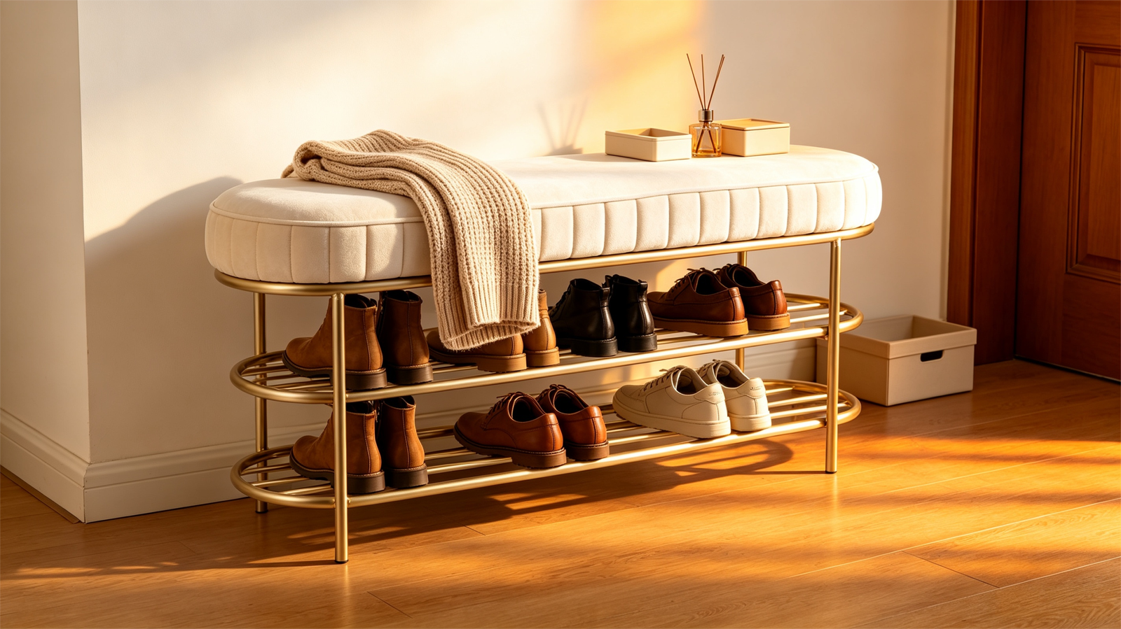 tufted ottomans leather storage chair