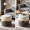 vanity ottoman stool luxury antique leather gray round storage 2026