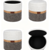vanity ottoman stool luxury antique leather gray round storage 2027