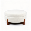 Versatile white coffee table with ottomans used as a comfortable footrest by the sofa