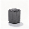 Dark gray ribbed velvet round storage vanity stool shown isolated on a bright neutral background.