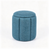 Blue Pleated Linen Ottoman Footstool in Modern Living Room Set of round blue pleated linen ottomans in different sizes for living room