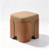 Modern square fabric upholstered ottoman coffee table with decorative curved wooden legs