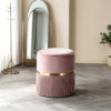Ottoman with Storage Pink | Luxury Velvet Round Stools Set