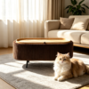 Versatile Ottoman with Wood Tray Coffee Table